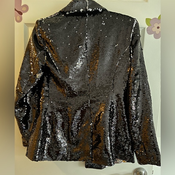 Inc Black & Gold Sequin Jacket  Deep Black Size XL